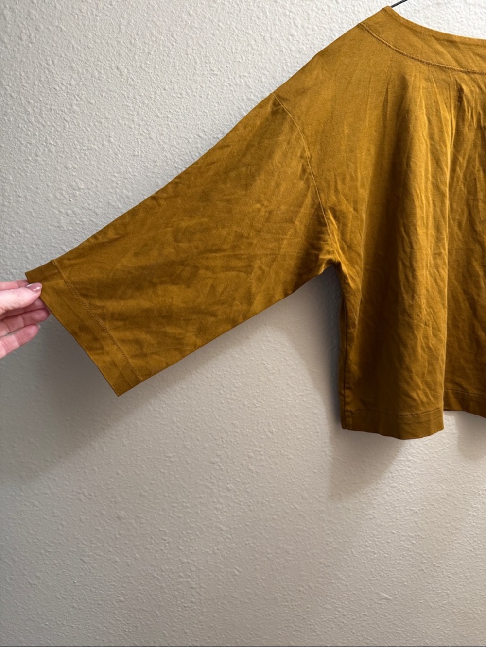 Everlane Cropped Boatneck Long Sleeve Top in Mustard - Picture 5 of 5